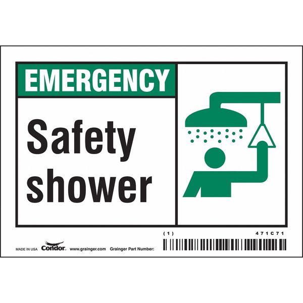 Safety Sign, 3 1/2 in Height, 5 in Width, Vinyl, Horizontal Rectangle, English, 471C71