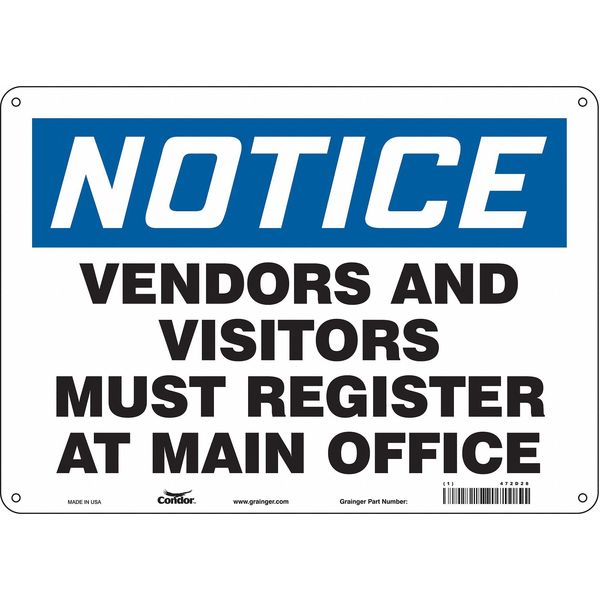 Safety Sign, 10 in Height, 14 in Width, Polyethylene, Horizontal Rectangle, English, 472D28