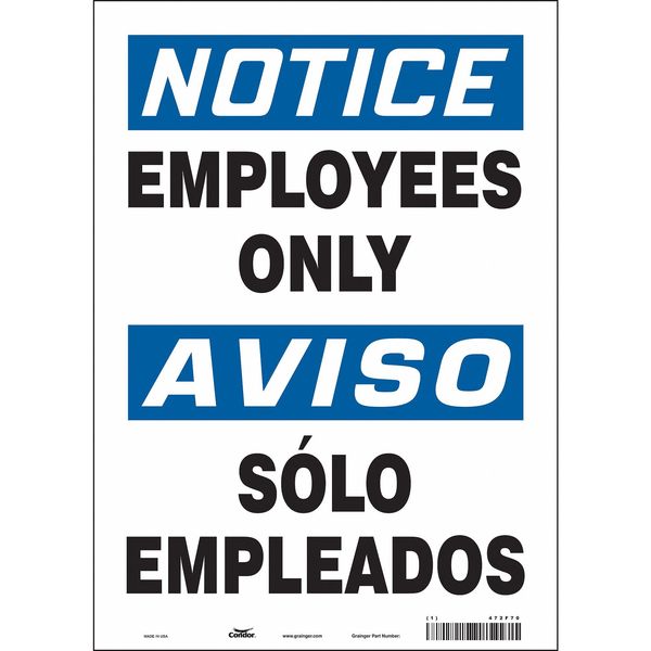 Safety Sign, 14 in Height, 10 in Width, Vinyl, Vertical Rectangle, English, Spanish, 472F70