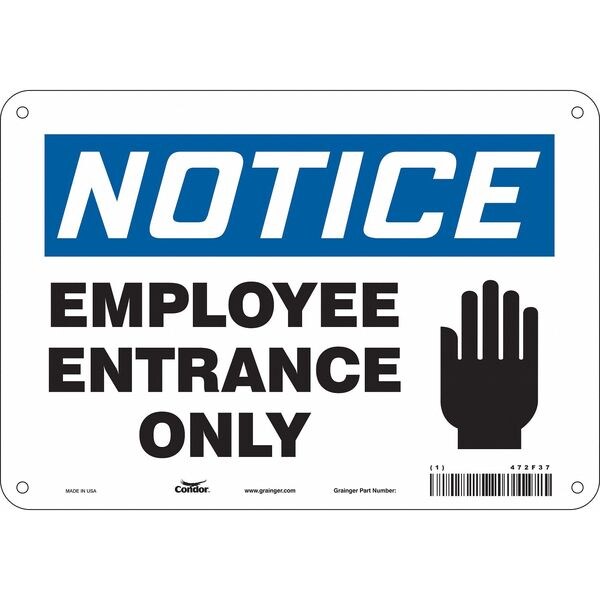 Safety Sign, 7 in Height, 10 in Width, Polyethylene, Vertical Rectangle, English, 472F37