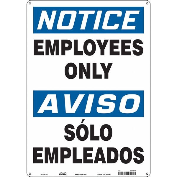 Safety Sign, 20 in H, 14 in W, Polyethylene, Vertical Rectangle, English, Spanish, 472F68