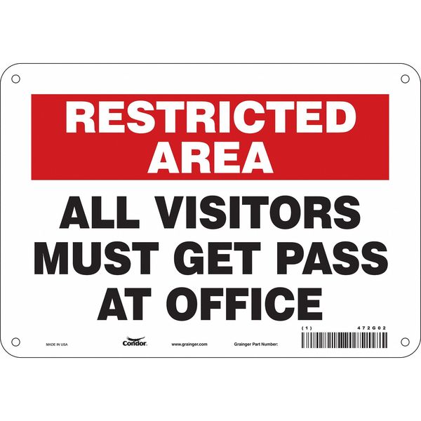 Safety Sign, 7 in Height, 10 in Width, Polyethylene, Vertical Rectangle, English, 472G02