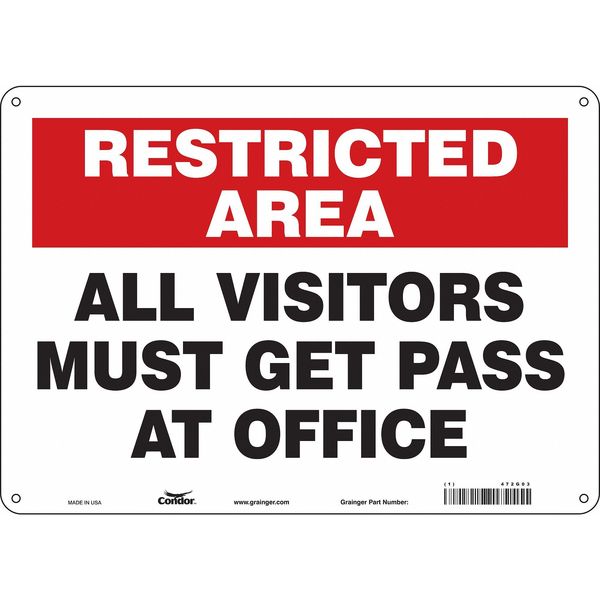 Safety Sign, 10 in Height, 14 in Width, Polyethylene, Horizontal Rectangle, English, 472G03