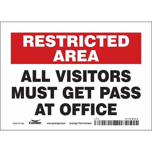 Safety Sign, 5 in Height, 7 in Width, Vinyl, Horizontal Rectangle, English, 472G04