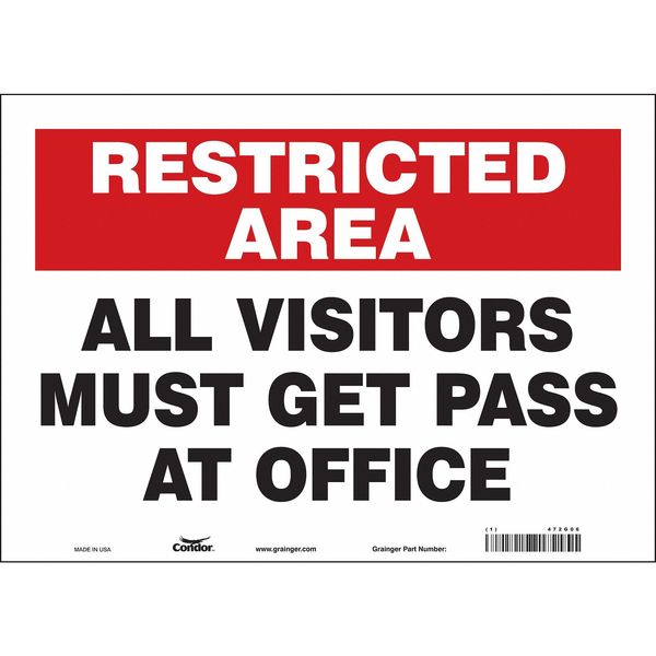 Safety Sign, 10 in Height, 14 in Width, Vinyl, Horizontal Rectangle, English, 472G06