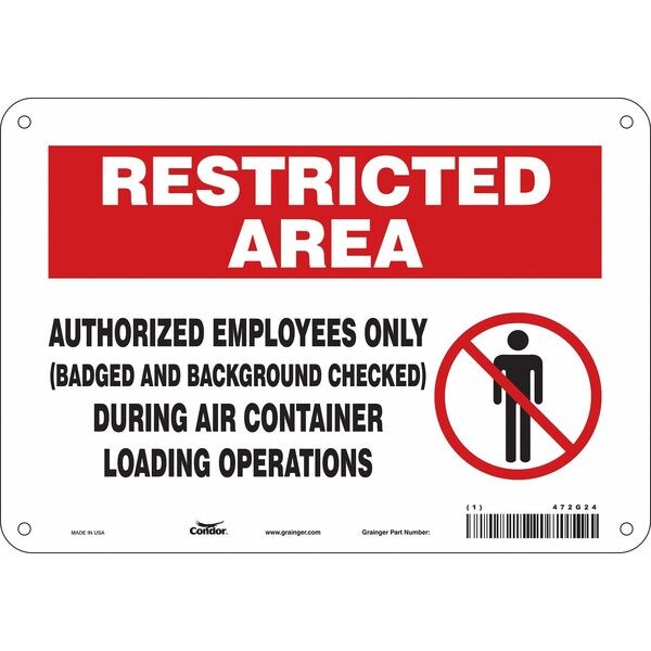 Safety Sign, 7 in Height, 10 in Width, Polyethylene, Vertical Rectangle, English, 472G24