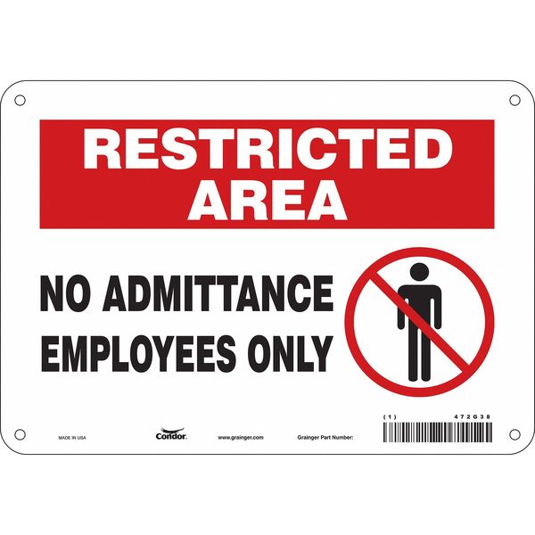 Safety Sign, 7 in Height, 10 in Width, Polyethylene, Vertical Rectangle, English, 472G38