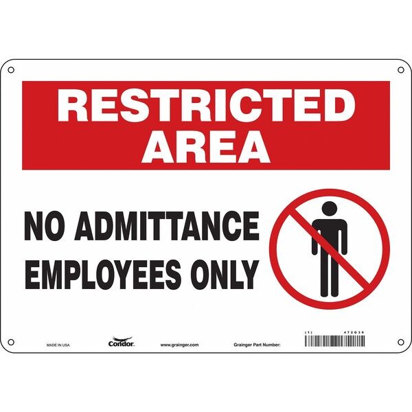 Safety Sign, 10 in Height, 14 in Width, Polyethylene, Horizontal Rectangle, English, 472G39