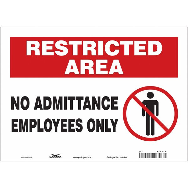 Safety Sign, 10 in Height, 14 in Width, Vinyl, Horizontal Rectangle, English, 472G42