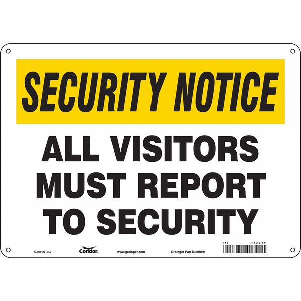 Safety Sign, 10 in Height, 14 in Width, Polyethylene, Horizontal Rectangle, English, 472G49
