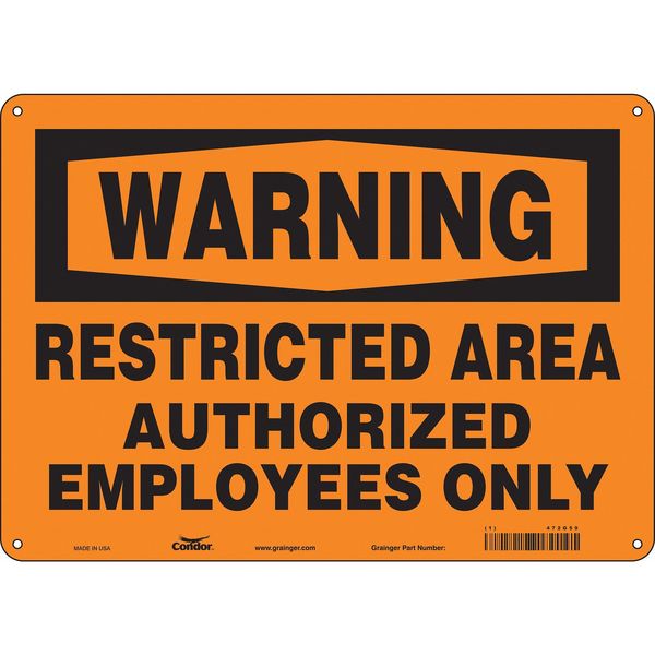 Safety Sign, 10 in Height, 14 in Width, Polyethylene, Horizontal Rectangle, English, 472G59