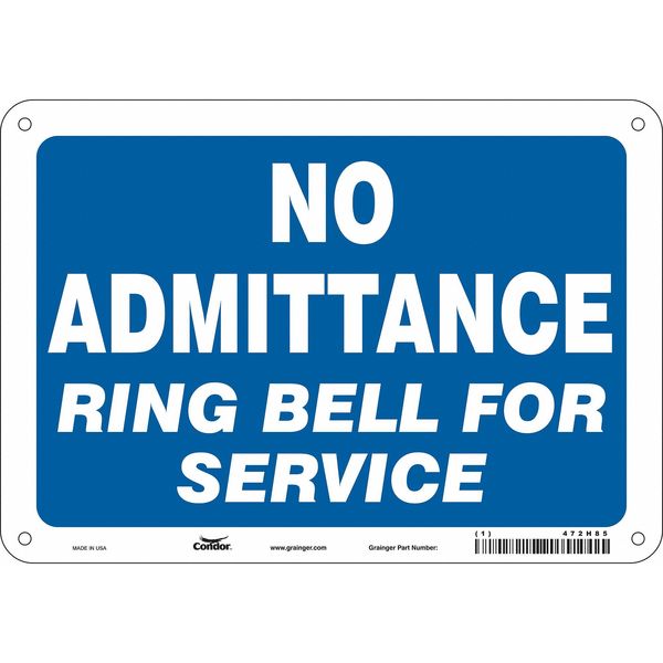 Safety Sign, 7 in Height, 10 in Width, Polyethylene, Vertical Rectangle, English, 472H85