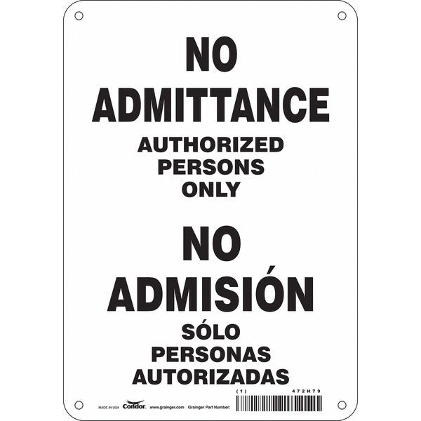 Safety Sign, 10 in H, 7 in W, Polyethylene, Horizontal Rectangle, English, Spanish, 472H79