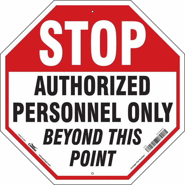 Safety Sign, 24 in H, 24 in W, Polyethylene, Octagon, English, 472H01