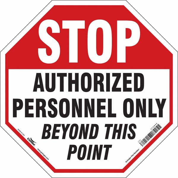 Safety Sign, 24 in H, 24 in W, Vinyl, Octagon, English, 472H02