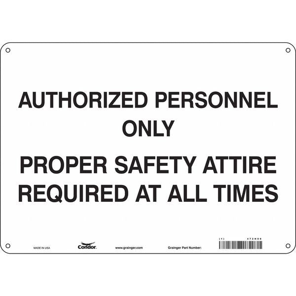 Safety Sign, 10 in Height, 14 in Width, Polyethylene, Horizontal Rectangle, English, 472H08