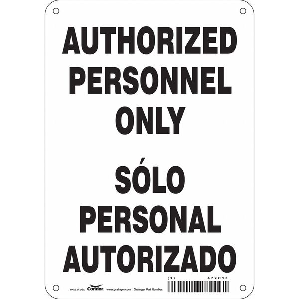 Safety Sign, 10 in H, 7 in W, Polyethylene, Horizontal Rectangle, English, Spanish, 472H15