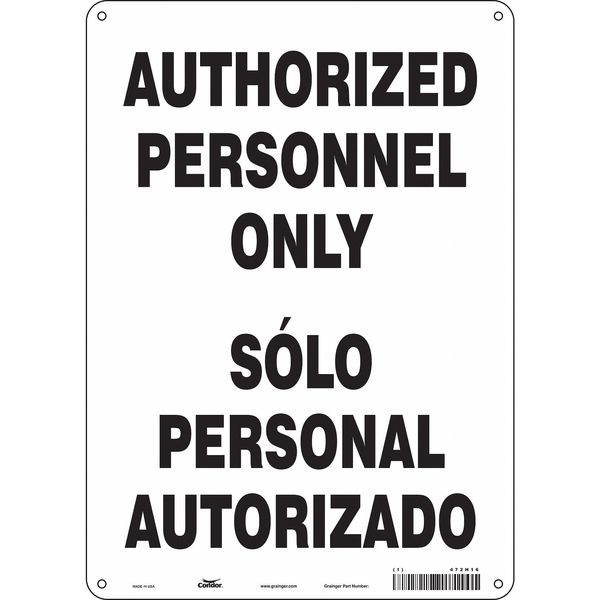 Safety Sign, 14 in Height, 10 in Width, Polyethylene, Vertical Rectangle, English, Spanish, 472H16