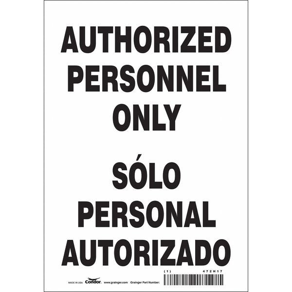 Safety Sign, 10 in H, 7 in W, Vinyl, Horizontal Rectangle, English, Spanish, 472H17