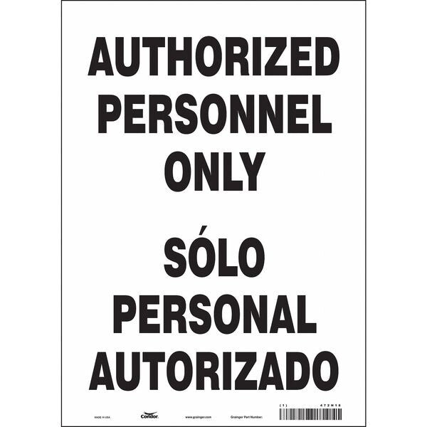 Safety Sign, 14 in Height, 10 in Width, Vinyl, Vertical Rectangle, English, Spanish, 472H18