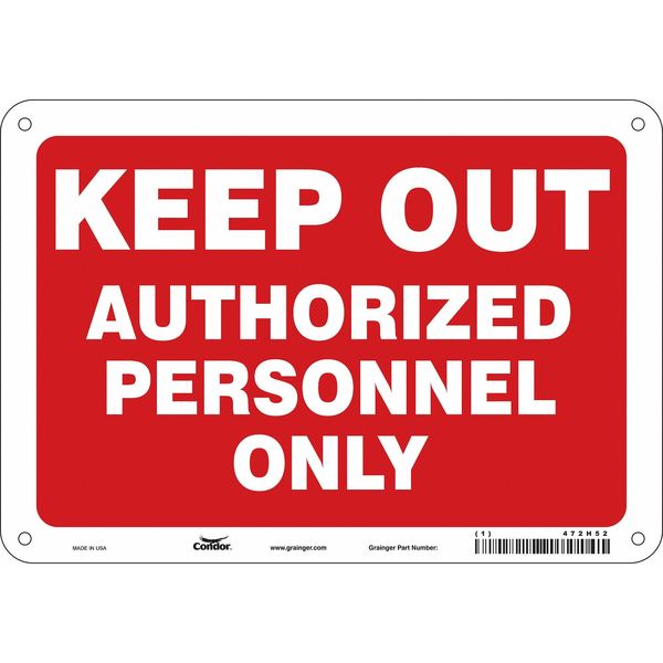 Safety Sign, 7 in Height, 10 in Width, Polyethylene, Vertical Rectangle, English, 472H52