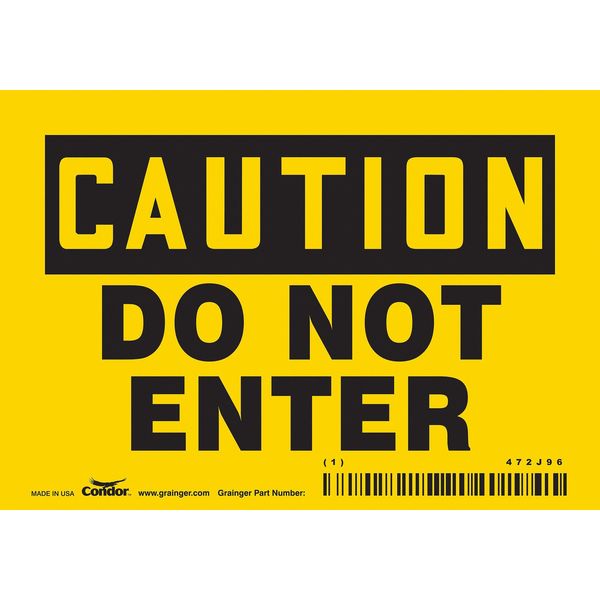 Safety Sign, 3 1/2 in Height, 5 in Width, Vinyl, Horizontal Rectangle, English, 472J96