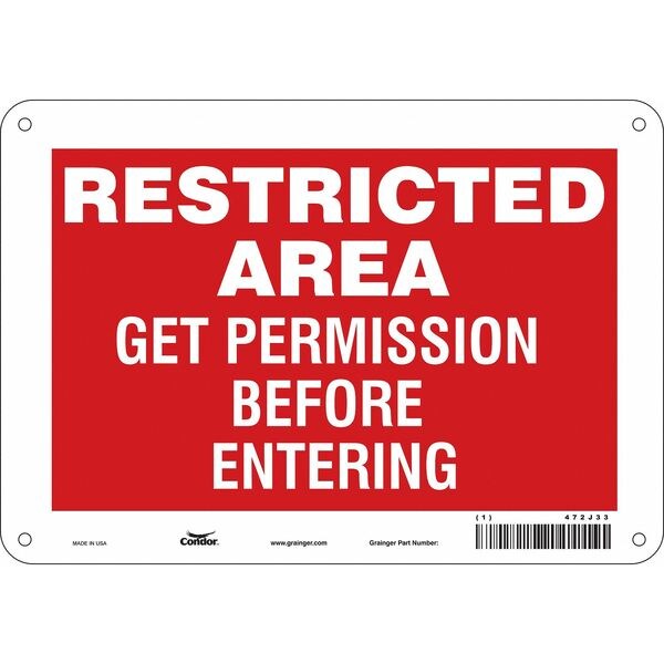 Safety Sign, 7 in Height, 10 in Width, Polyethylene, Vertical Rectangle, English, 472J33