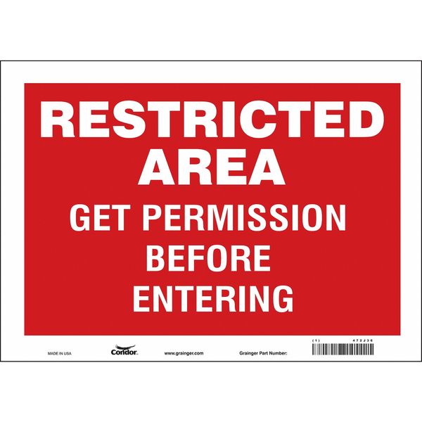 Safety Sign, 10 in Height, 14 in Width, Vinyl, Horizontal Rectangle, English, 472J36