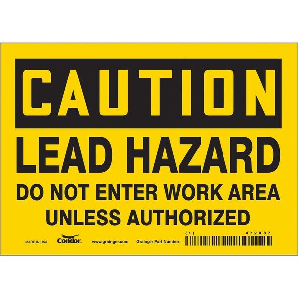 Safety Sign, 5 in Height, 7 in Width, Vinyl, Horizontal Rectangle, English, 472K87