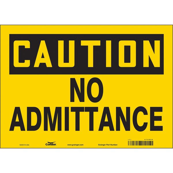 Safety Sign, 10 in Height, 14 in Width, Vinyl, Horizontal Rectangle, English, 472K96