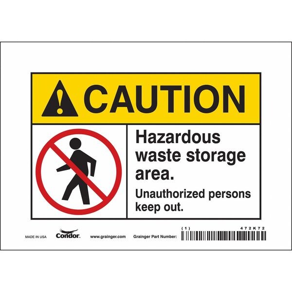 Safety Sign, 5 in Height, 7 in Width, Vinyl, Horizontal Rectangle, English, 472K72