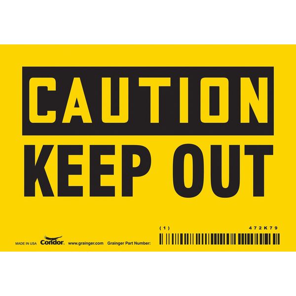 Safety Sign, 3 1/2 in Height, 5 in Width, Vinyl, Horizontal Rectangle, English, 472K79