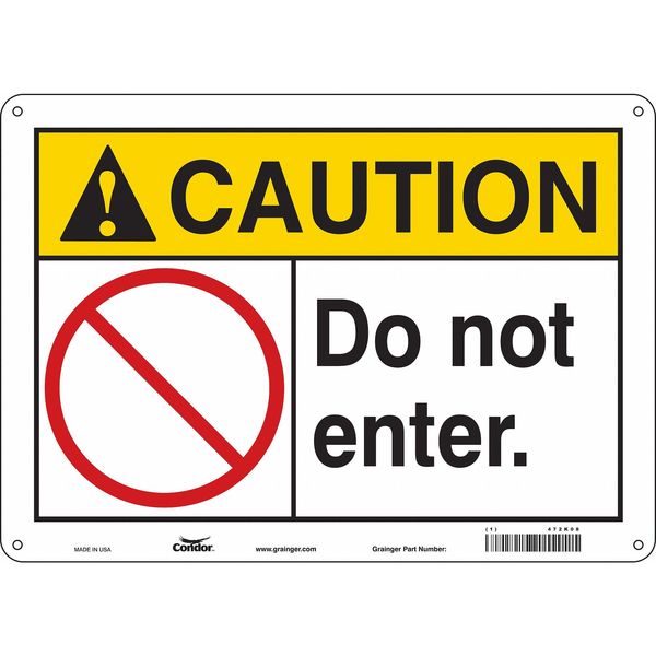 Safety Sign, 10 in Height, 14 in Width, Polyethylene, Horizontal Rectangle, English, 472K08