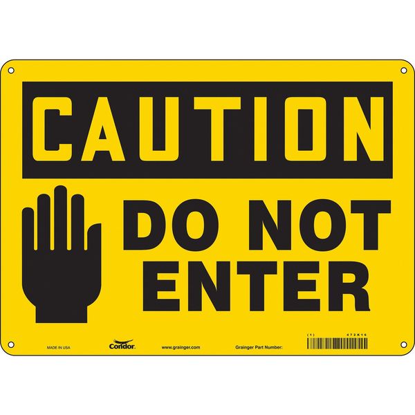Safety Sign, 10 in Height, 14 in Width, Polyethylene, Horizontal Rectangle, English, 472K16