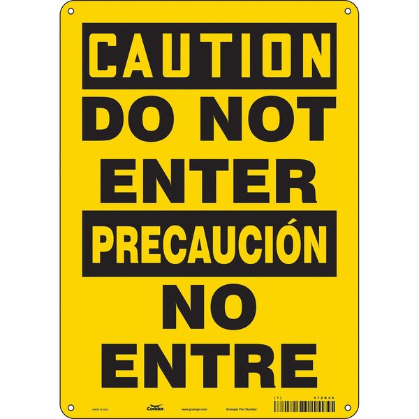 Safety Sign, 14 in Height, 10 in Width, Polyethylene, Vertical Rectangle, English, Spanish, 472K46