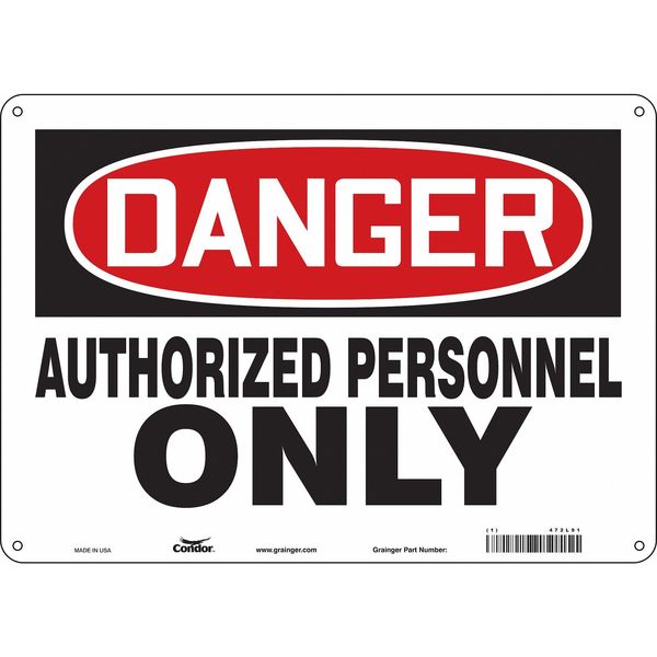 Safety Sign, 10 in Height, 14 in Width, Polyethylene, Horizontal Rectangle, English, 472L91