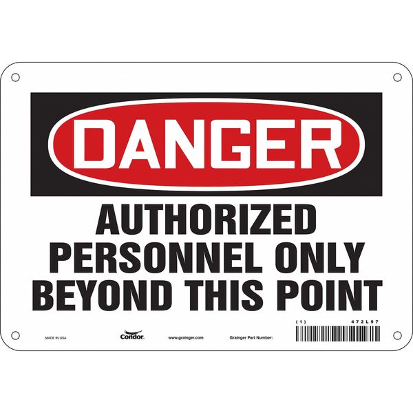 Safety Sign, 7 in Height, 10 in Width, Polyethylene, Vertical Rectangle, English, 472L97