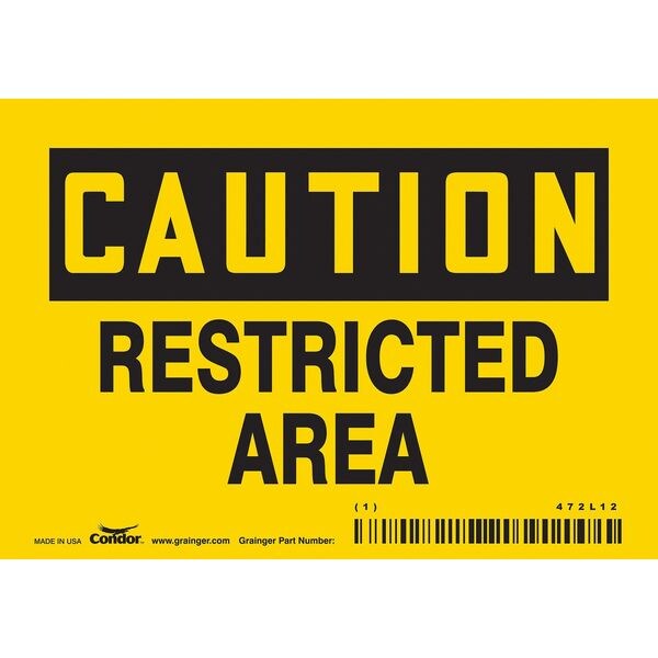 Safety Sign, 3 1/2 in Height, 5 in Width, Vinyl, Horizontal Rectangle, English, 472L12