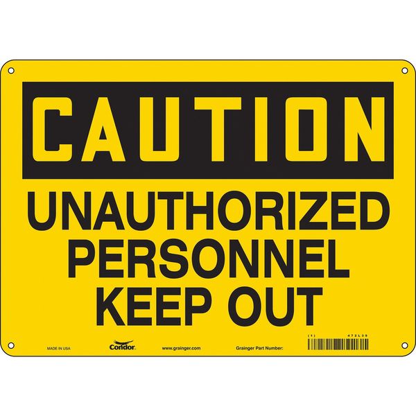 Safety Sign, 10 in Height, 14 in Width, Polyethylene, Horizontal Rectangle, English, 472L39