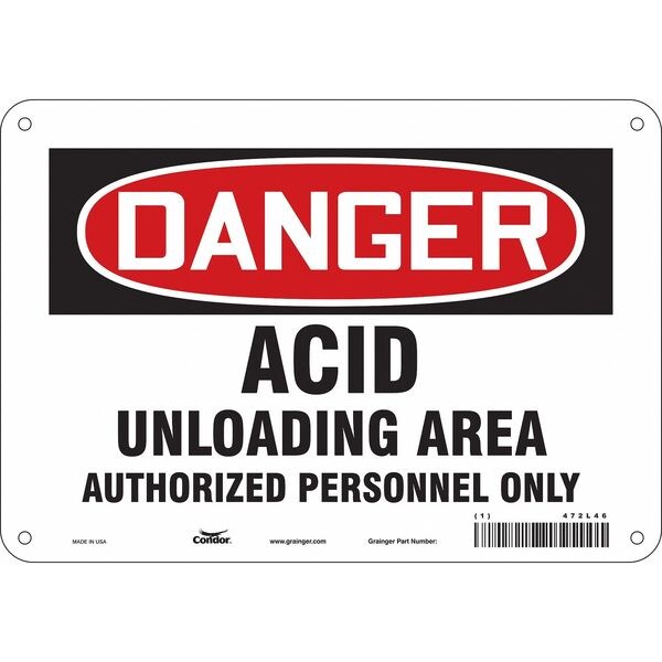 Safety Sign, 7 in Height, 10 in Width, Polyethylene, Vertical Rectangle, English, 472L46