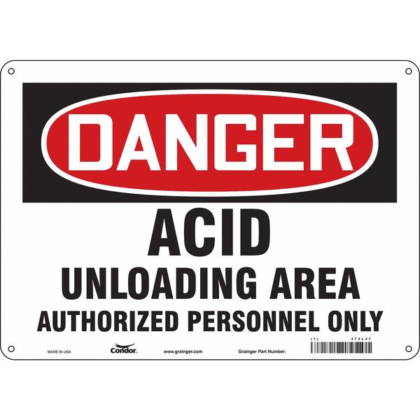 Safety Sign, 10 in Height, 14 in Width, Polyethylene, Horizontal Rectangle, English, 472L47