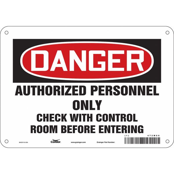 Safety Sign, 7 in Height, 10 in Width, Polyethylene, Vertical Rectangle, English, 472M06