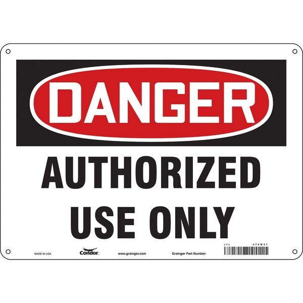 Safety Sign, 10 in Height, 14 in Width, Polyethylene, Horizontal Rectangle, English, 472M31