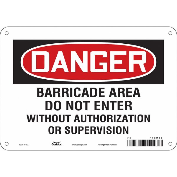 Safety Sign, 7 in Height, 10 in Width, Polyethylene, Vertical Rectangle, English, 472M38