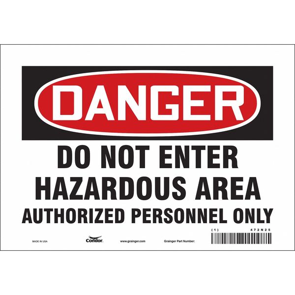 Safety Sign, 7 in Height, 10 in Width, Vinyl, Vertical Rectangle, English, 472N25
