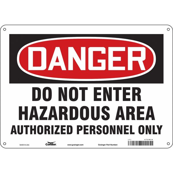 Safety Sign, 10 in Height, 14 in Width, Vinyl, Horizontal Rectangle, English, 472N26