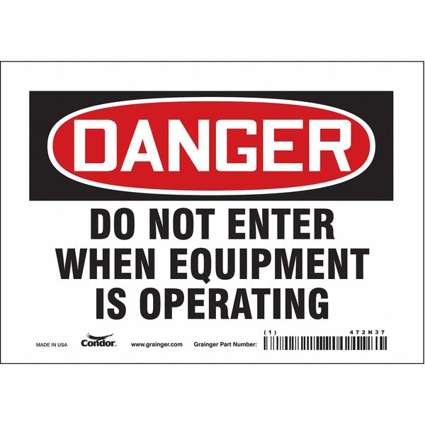 Safety Sign, 5 in Height, 7 in Width, Vinyl, Horizontal Rectangle, English, 472N37