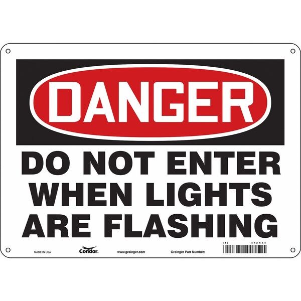 Safety Sign, 10 in Height, 14 in Width, Polyethylene, Horizontal Rectangle, English, 472N44