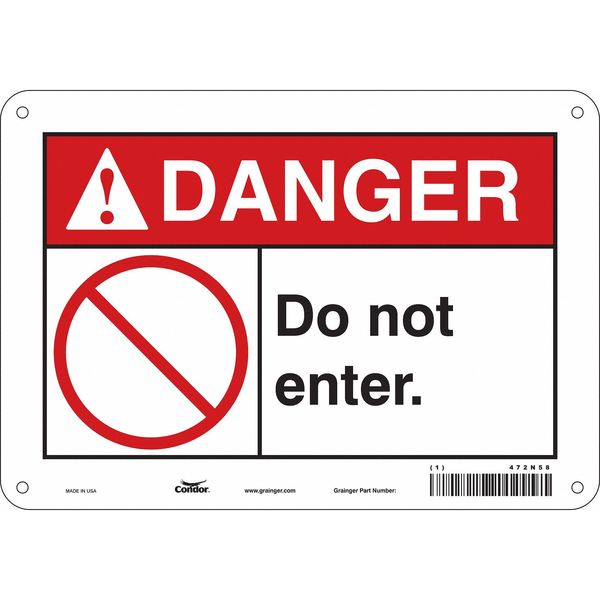 Safety Sign, 7 in Height, 10 in Width, Polyethylene, Vertical Rectangle, English, 472N58