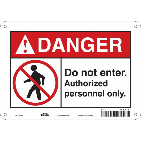 Safety Sign, 7 in Height, 10 in Width, Polyethylene, Vertical Rectangle, English, 472N65
